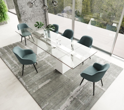 Picture of Modrest Latrobe - Modern Extendable Quartz Stone & Glass Dining Table