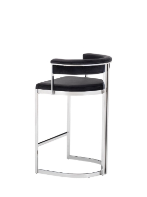 Picture of Modrest Munith - Modern Black Velvet & Stainless Steel Counter Stool