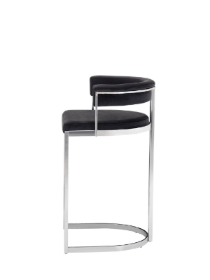 Picture of Modrest Munith - Modern Black Velvet & Stainless Steel Counter Stool