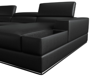 Picture of Divani Casa Pella - Modern Black Italian Leather U Shaped Sectional Sofa