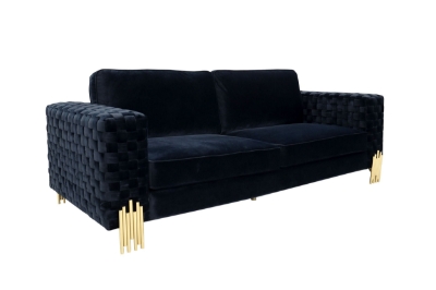 Picture of Divani Casa Lori - Modern Velvet Glam Black & Gold Sofa