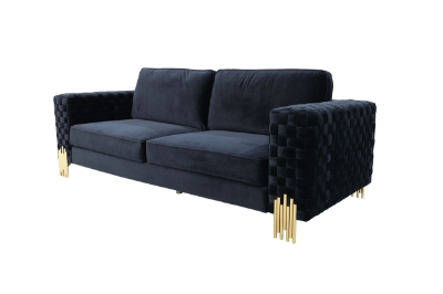 Picture of Divani Casa Lori - Modern Velvet Glam Black & Gold Sofa