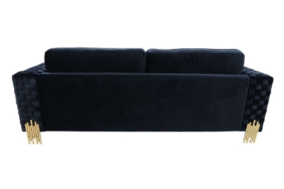 Picture of Divani Casa Lori - Modern Velvet Glam Black & Gold Sofa