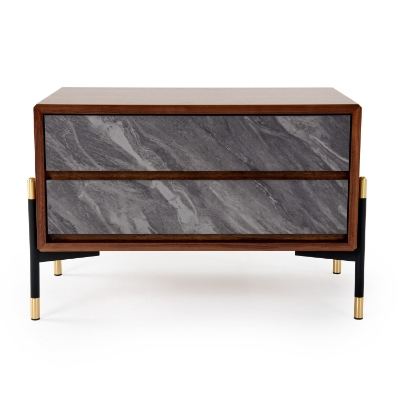 Picture of Nova Domus Metcalf - Mid-Century Walnut & Grey Nightstand