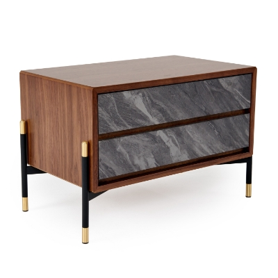 Picture of Nova Domus Metcalf - Mid-Century Walnut & Grey Nightstand