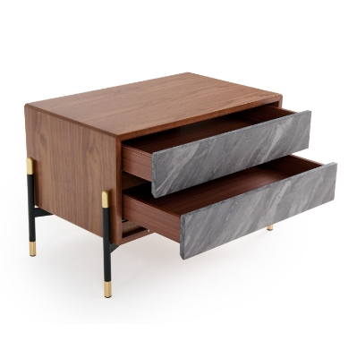 Picture of Nova Domus Metcalf - Mid-Century Walnut & Grey Nightstand