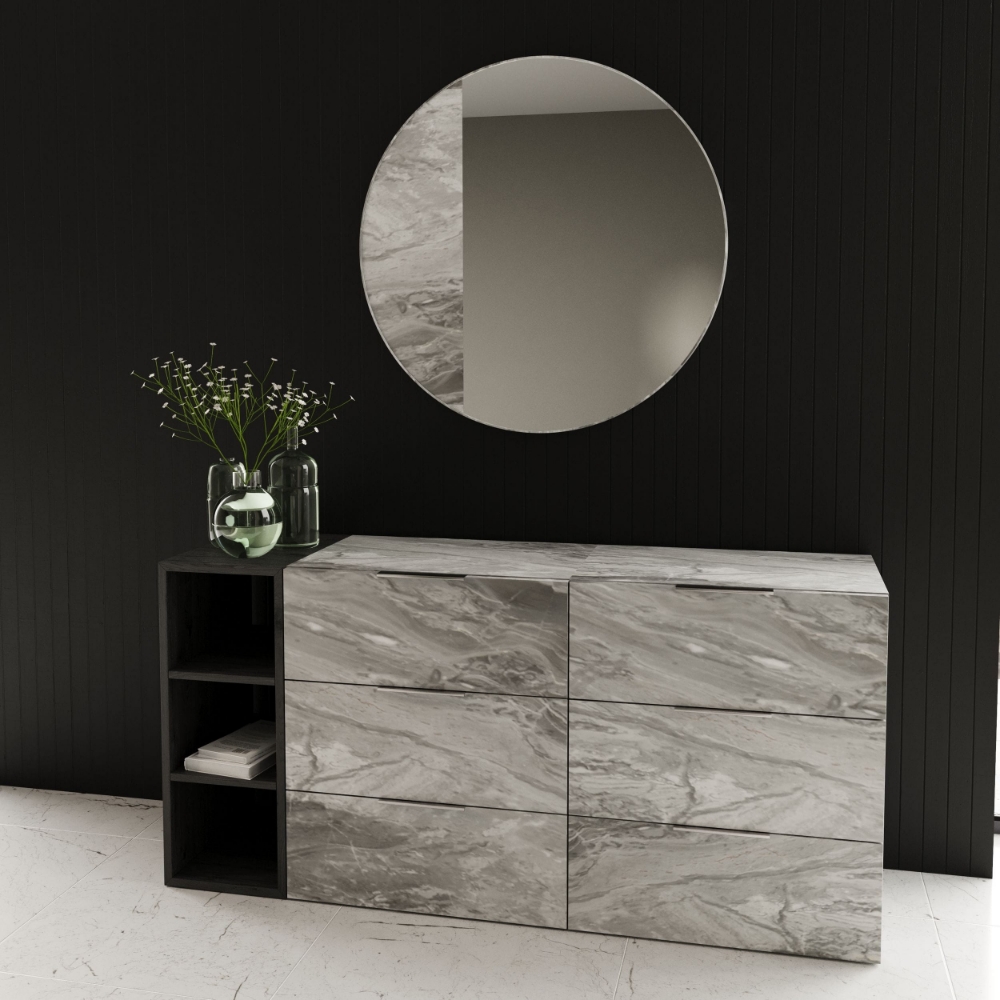 Picture of Nova Domus Maranello - Modern Grey Faux Marble Mirror