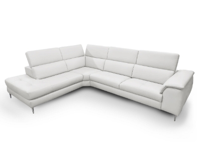 Picture of Lamod Italia Viola - Italian Contemporary Grey Leather Left Facing Sectional Sofa