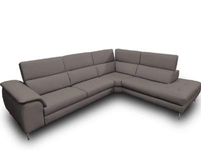 Picture of Lamod Italia Viola - Italian Contemporary Grey Leather Right Facing Sectional Sofa