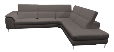 Picture of Lamod Italia Viola - Italian Contemporary Grey Leather Right Facing Sectional Sofa