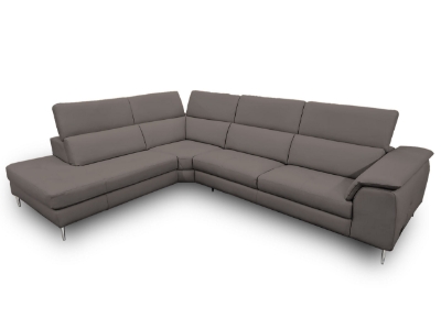 Picture of Lamod Italia Viola - Italian Contemporary Grey Leather Left Facing Sectional Sofa