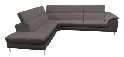 Picture of Lamod Italia Viola - Italian Contemporary Grey Leather Left Facing Sectional Sofa