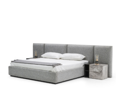 Picture of Eastern King Nova Domus Maranello - Modern Grey Fabric Bed w/ Two Nightstands