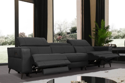 Picture of Divani Casa Nella - Modern Black Leather Sofa w/ Electric Recliners