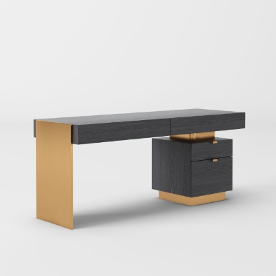 Picture of Modrest Trahan - Modern Grey Elm & Gold Office Desk