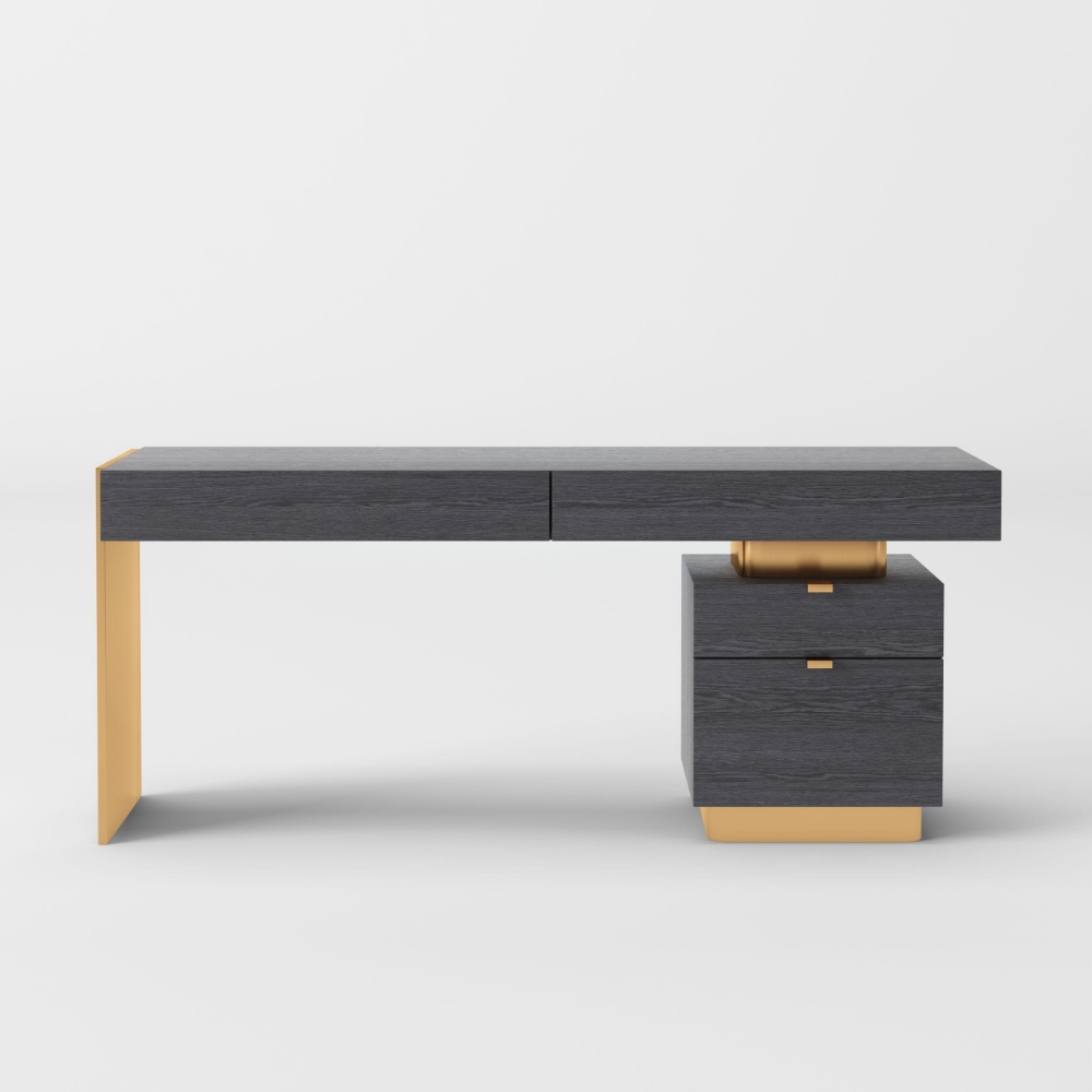 Picture of Modrest Trahan - Modern Grey Elm & Gold Office Desk