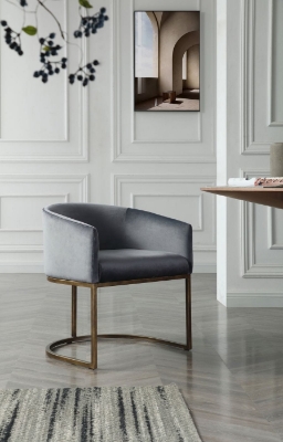 Picture of Modrest Elisa - Modern Grey Velvet & Brass Dining Chair