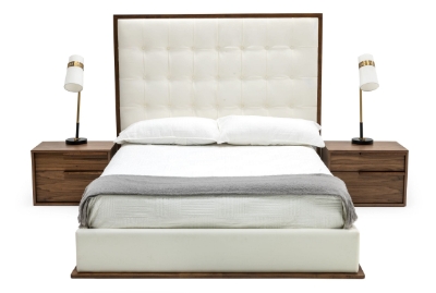 Picture of Modrest Amberlie - White Vegan Leather & Walnut Bed