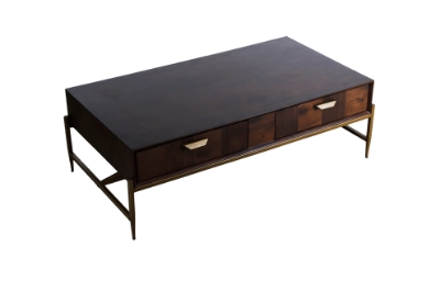 Picture of Modrest Shane - Modern Acacia & Brass Coffee Table