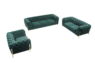 Picture of Divani Casa Quincey - Transitional Emerald Green Velvet Sofa Set