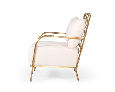 Picture of Divani Casa Ignacio - Glam White Velvet & Gold Accent Chair