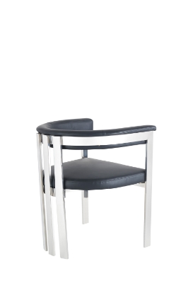 Picture of Modrest Pontiac - Modern Black Vegan Leather and Stainless Steel Dining Chair