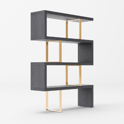 Picture of Modrest Maze - Elm Grey & Gold Bookcase