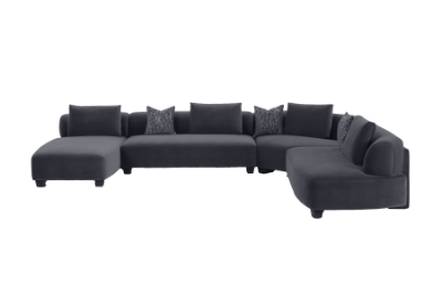 Picture of Divani Casa Bayou - Contemporary Grey Velvet U Shaped Sectional Sofa