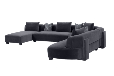 Picture of Divani Casa Bayou - Contemporary Grey Velvet U Shaped Sectional Sofa