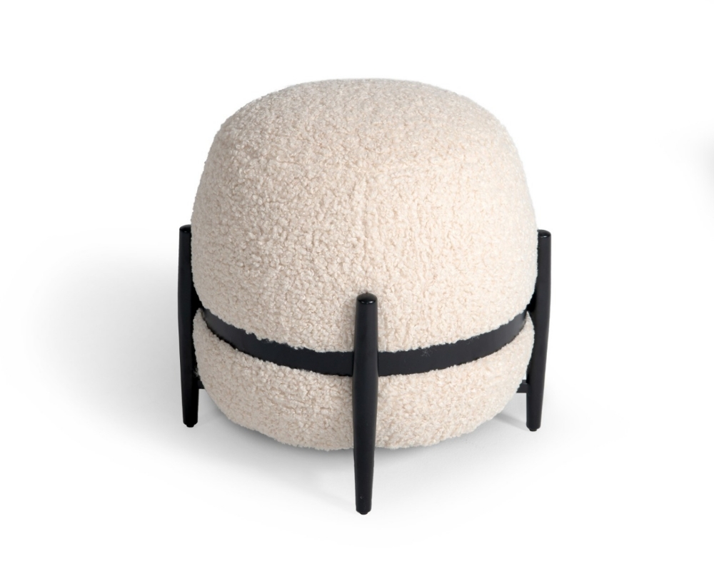 Picture of Divani Casa Fouston - Contemporary White Sherpa Pouf