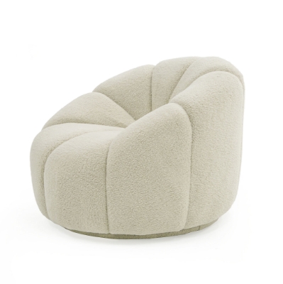 Picture of Divani Casa Gadson - Contemporary White Sherpa Swivel Chair Accent Chair