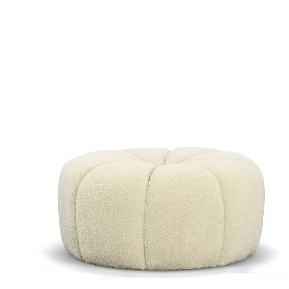 Picture of Divani Casa Gadson - Contemporary White Sherpa Ottoman