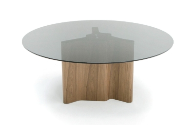 Picture of Modrest Kaye - Modern Walnut + Glass 71" Round Dining Table