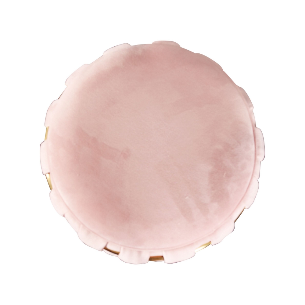 Picture of Divani Casa Meeker - Pink Velvet + Gold Woven Ottoman