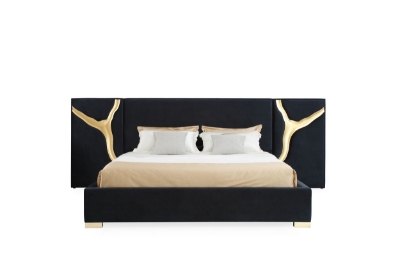 Picture of Modrest Aspen - Modern Black + Gold Bed + Nightstands