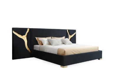 Picture of Modrest Aspen - Modern Black + Gold Bed + Nightstands