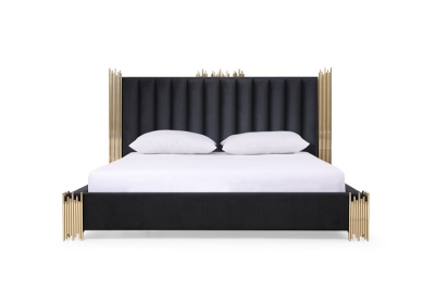 Picture of Modrest Token - Modern Black + Gold Bed + Nightstands