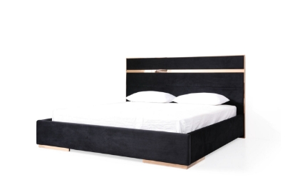 Picture of Nova Domus Cartier - Modern Black + Rose Gold Bed + Nightstands