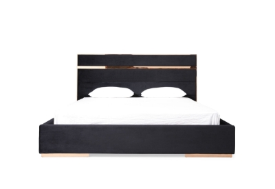 Picture of Nova Domus Cartier - Modern Black + Rose Gold Bed + Nightstands