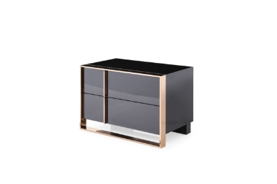 Picture of Nova Domus Cartier - Modern Black + Rose Gold Bed + Nightstands