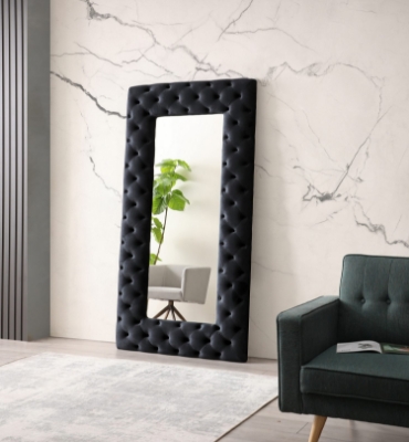 Picture of Modrest Legend - Transitional Black Velvet Floor Mirror