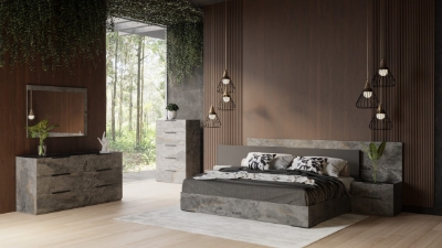 Picture of Nova Domus Ferrara - Modern Volcano Oxide Grey Bed with Nightstands