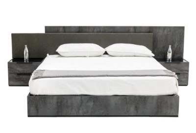 Picture of Nova Domus Ferrara - Modern Volcano Oxide Grey Bed with Nightstands