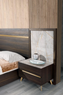 Picture of Nova Domus Velondra - Modern Eucalypto + Marble Bed with Two Nightstands