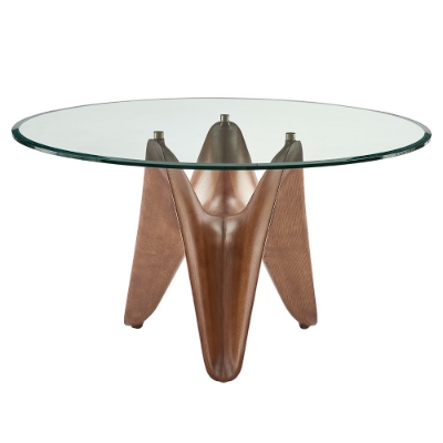 Picture of Modrest Seguin - Round Glass + Walnut Dining Table