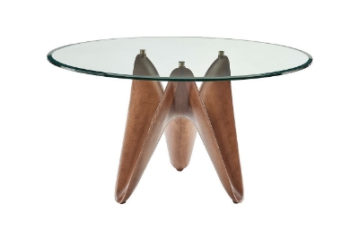 Picture of Modrest Seguin - Round Glass + Walnut Dining Table