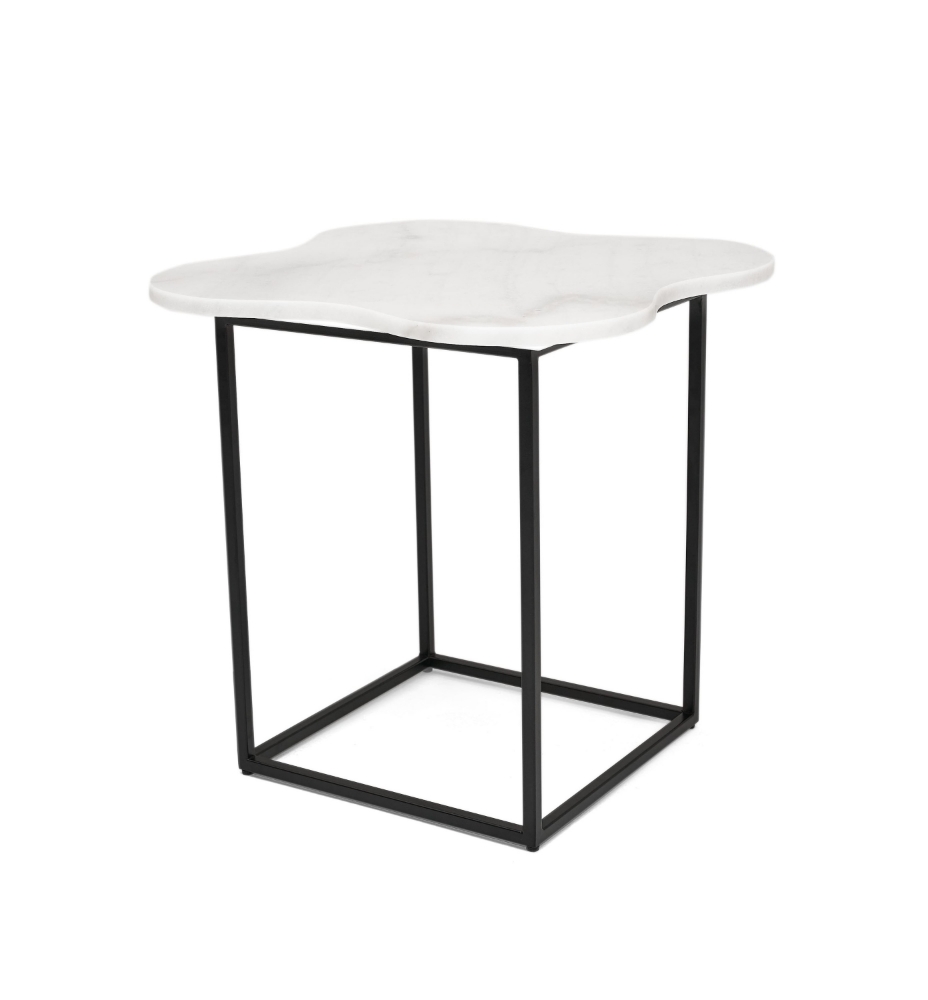 Picture of Modrest Aleidy - White Marble + Black Metal End Table