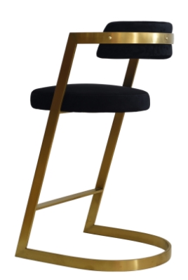 Picture of Modrest Shandra - Black Velvet + Gold Counter Stool