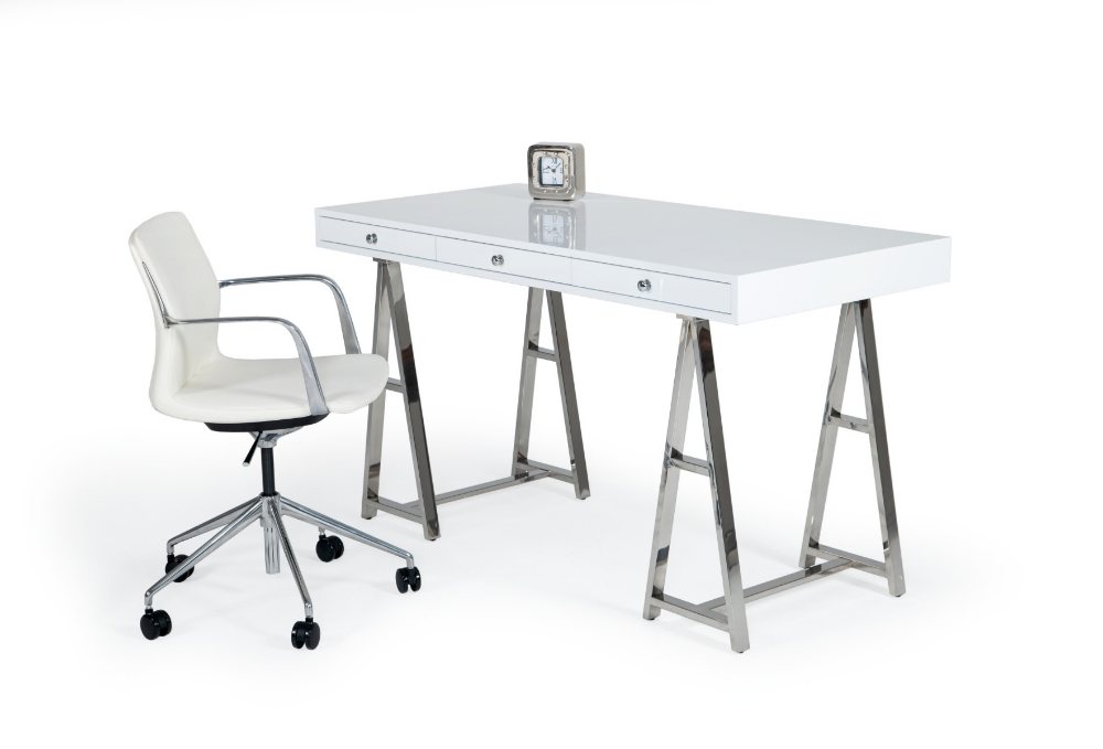 Picture of Modrest Ostrow - White + Stainless Steel Desk