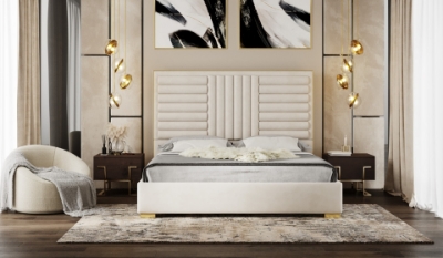 Picture of Modrest Daystar - Modern Beige Velvet & Gold Bed